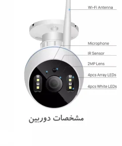 پکیج دوربین مداربسته بیسیم بولت پایه دار میکروفون دار