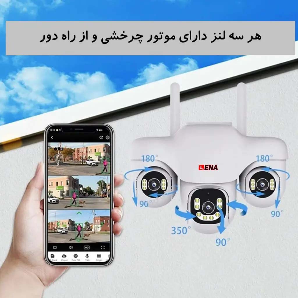 دوربین 3 لنز موتور دار گردان سیم کارت خور LENA SRW3